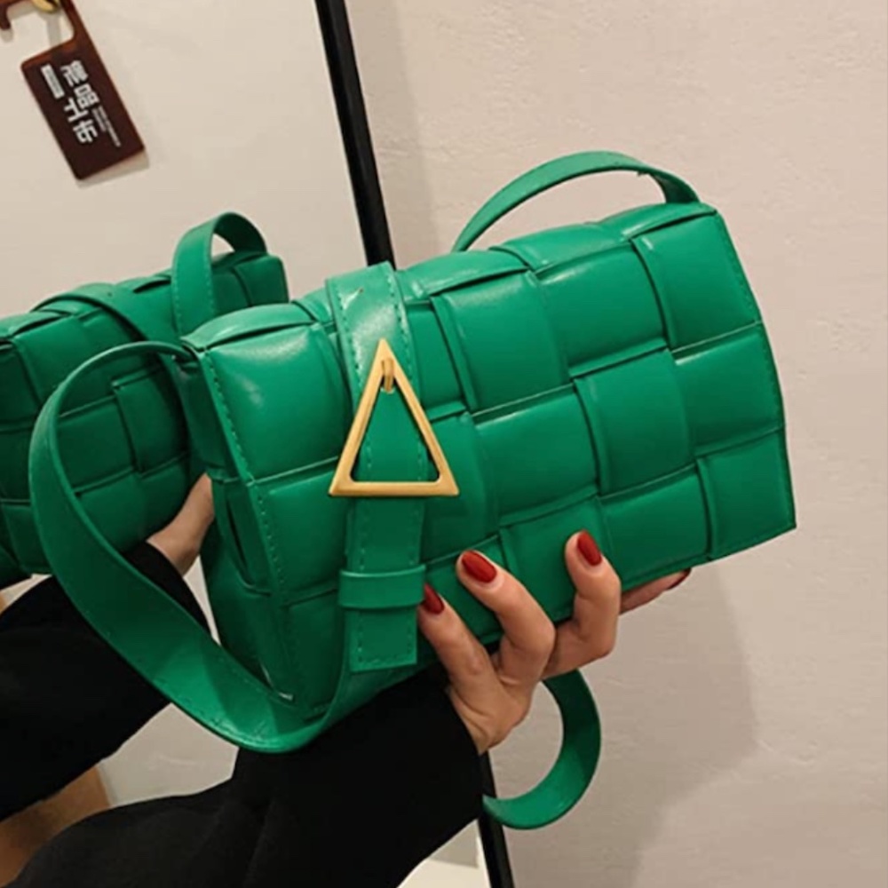 NWOT Green Weave Crossbody Purse